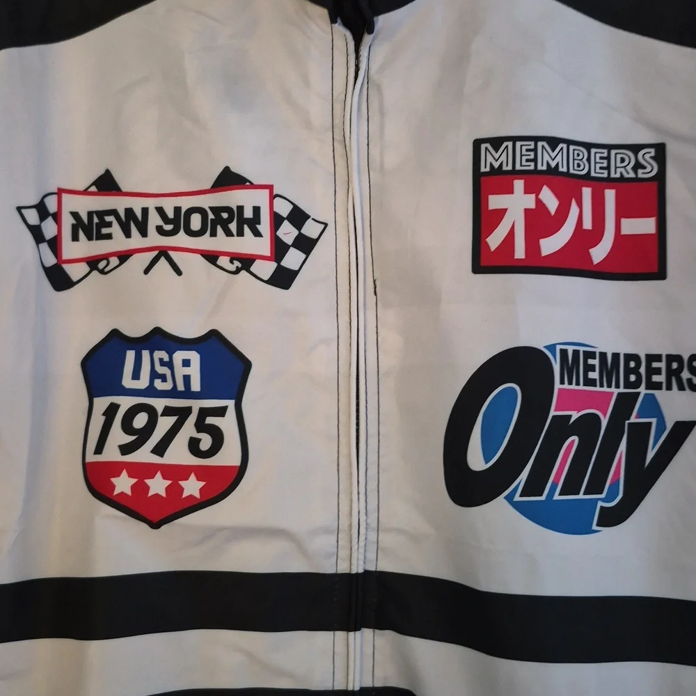 Members Only Black & White Racing Track Jacket NWT Sz S